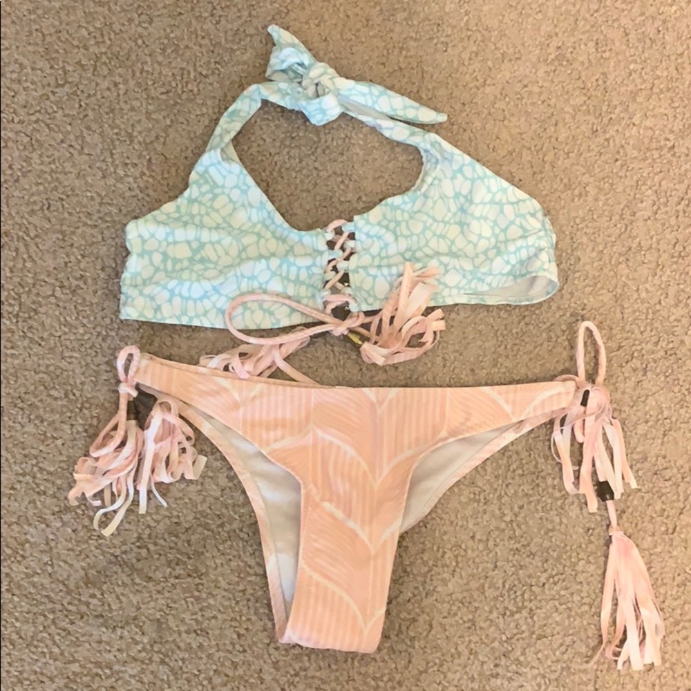 Zaful blue and pink unlined bikini